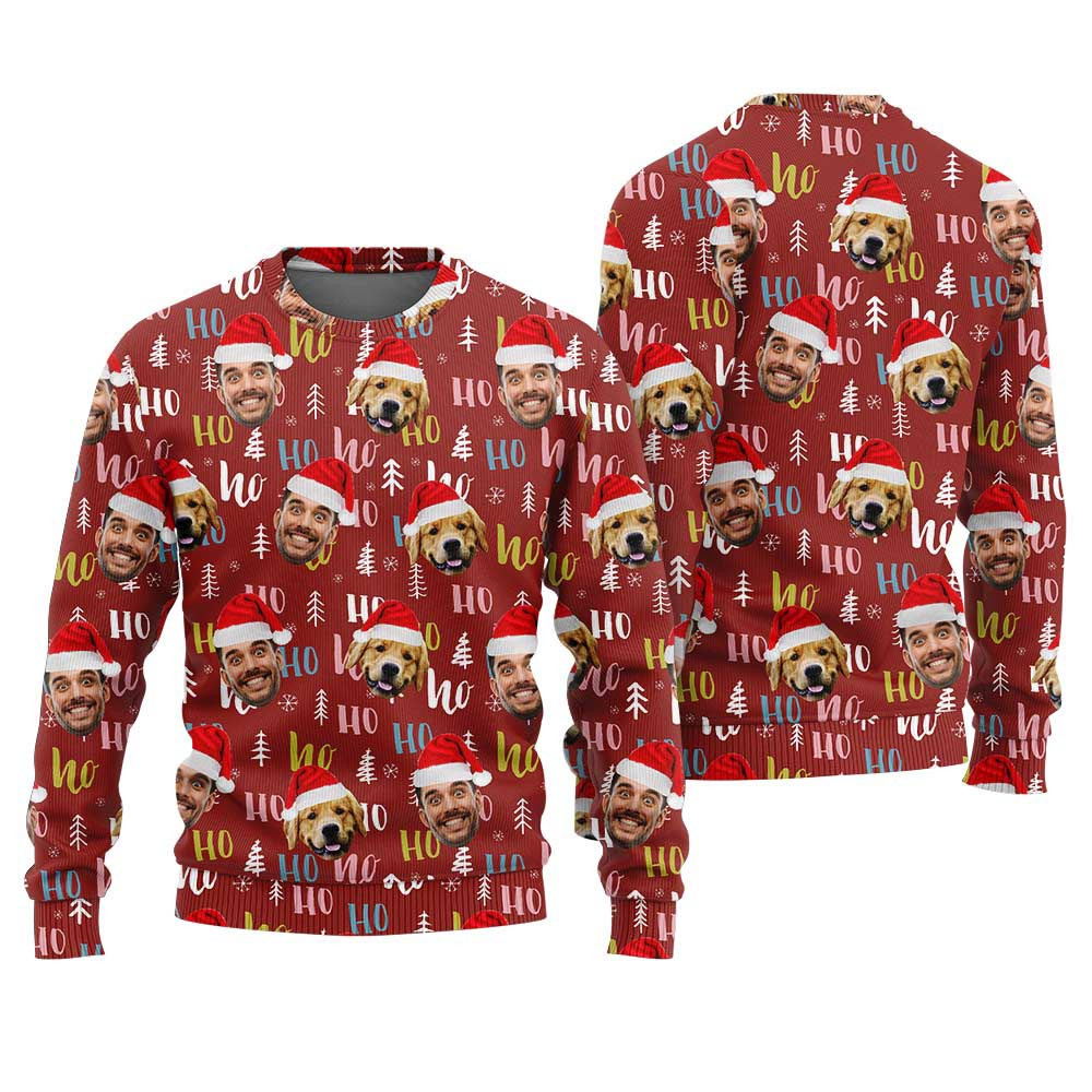Funny Xmas Custom Face And Pet Ugly Sweater Cardinal Red Best Ugly Sweaters For Christmas