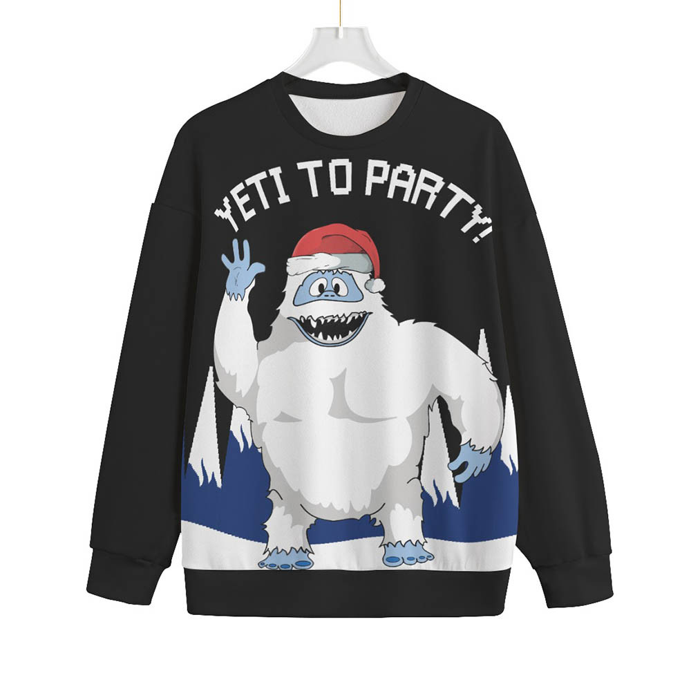 Funny Yeti Plus Size Christmas Sweater Black Cozy Christmas Sweater for Holiday Season