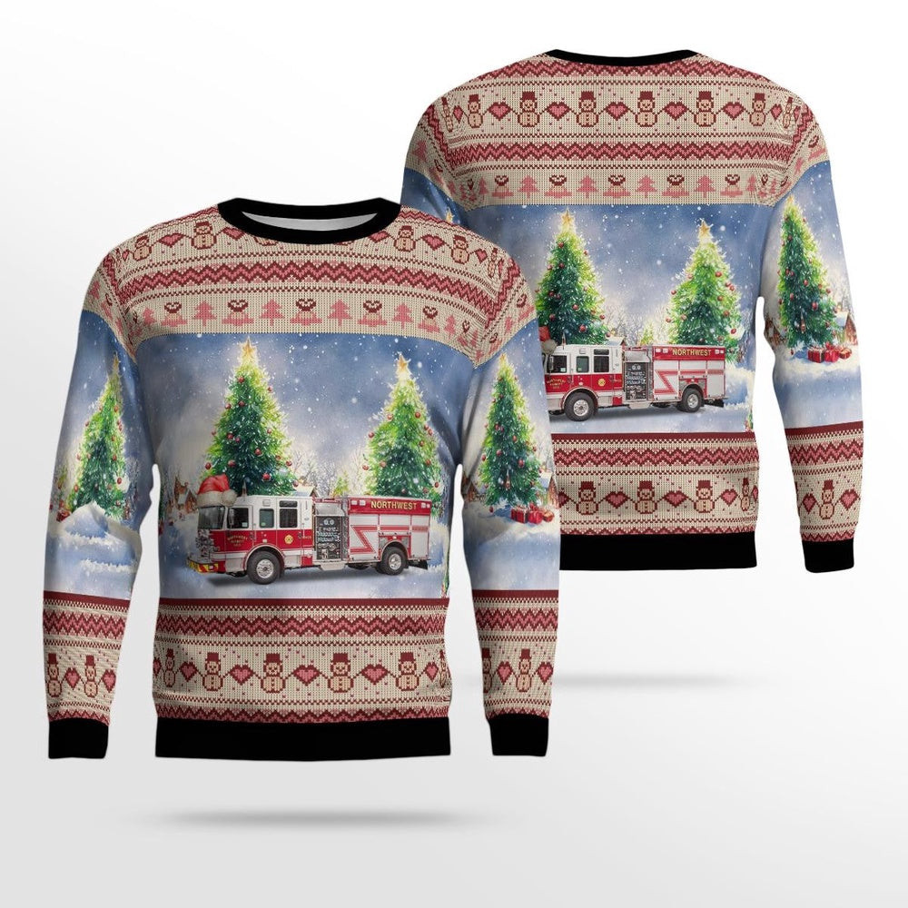 Fuquay-varina North Carolina Northwest Harnett Fire Department AOP Ugly Sweater Xmas Unisex Sweater Christmas Gifts For Men Women