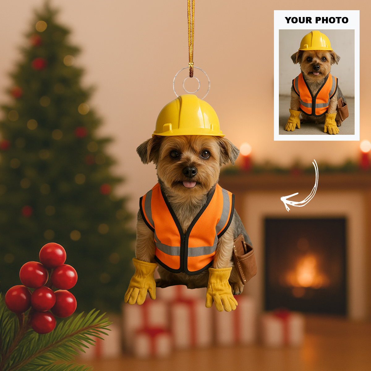 Fur Baby Love Personalized Photo Mica Ornament Customized Your Photo Ornament Christmas
