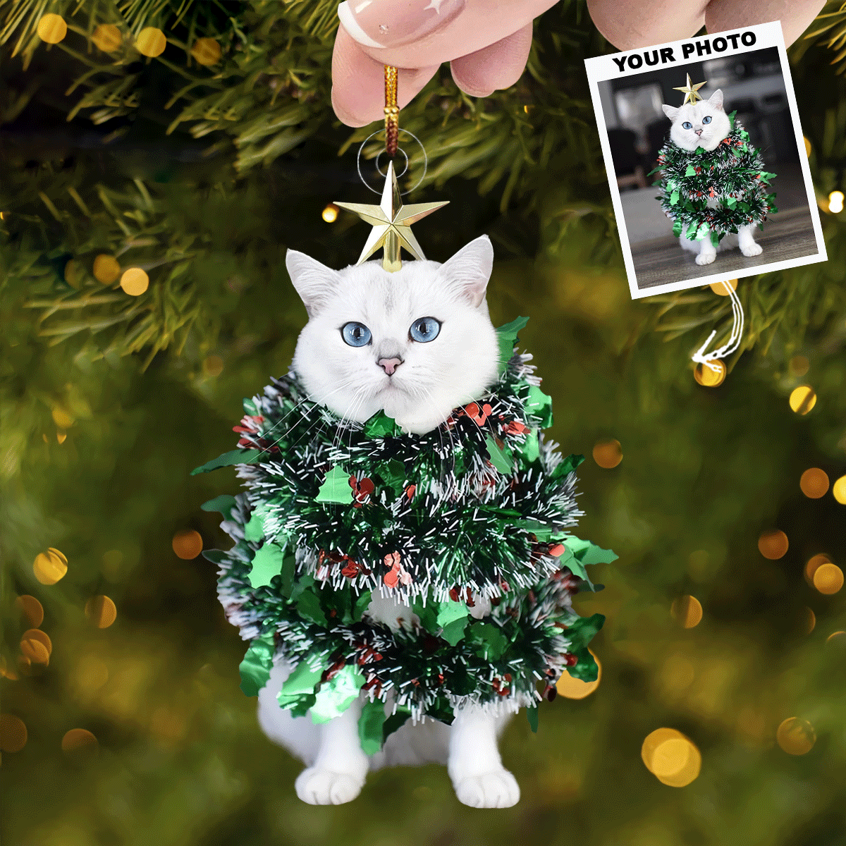 Furry Christmas Cheer Personalized Photo Mica Ornament Christmas Gift For Pet Owner Pe