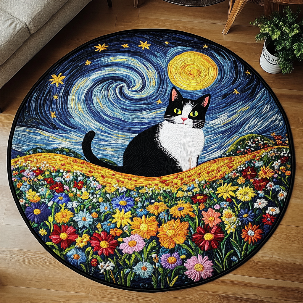Furry Feline Quilted Round Mat Entryway Christmas Decor Ideas Cool Gifts For Cat Owners