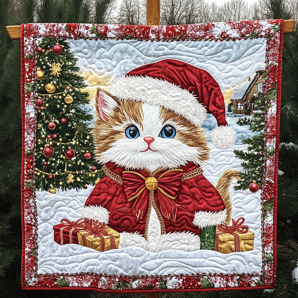 Furry Festive Whiskers Quilted Blanket Presents For Cat Lovers