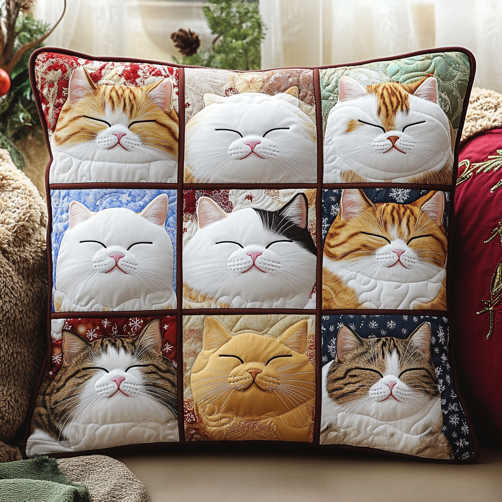 Furry Friends Quilted Pillow Case Christmas Pillow Cover for Couch