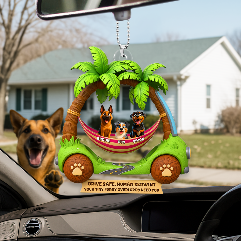 Furry Overlords Hammock Car Ornament - Personalized Gifts For Dog Lovers - Fun Holiday Ornament Gift