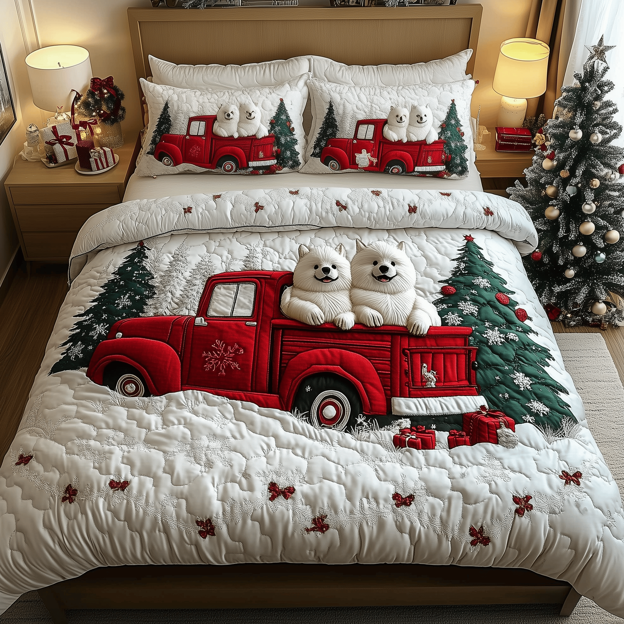 Furry Snowy Adventure Quilted Bedding Set Best Presents For Dog Owners