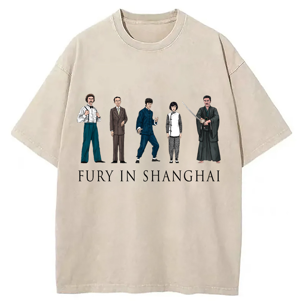 Fury In Shanghai Washed T-Shirt Funny Graphic Gift For Friends Gifts For Besties