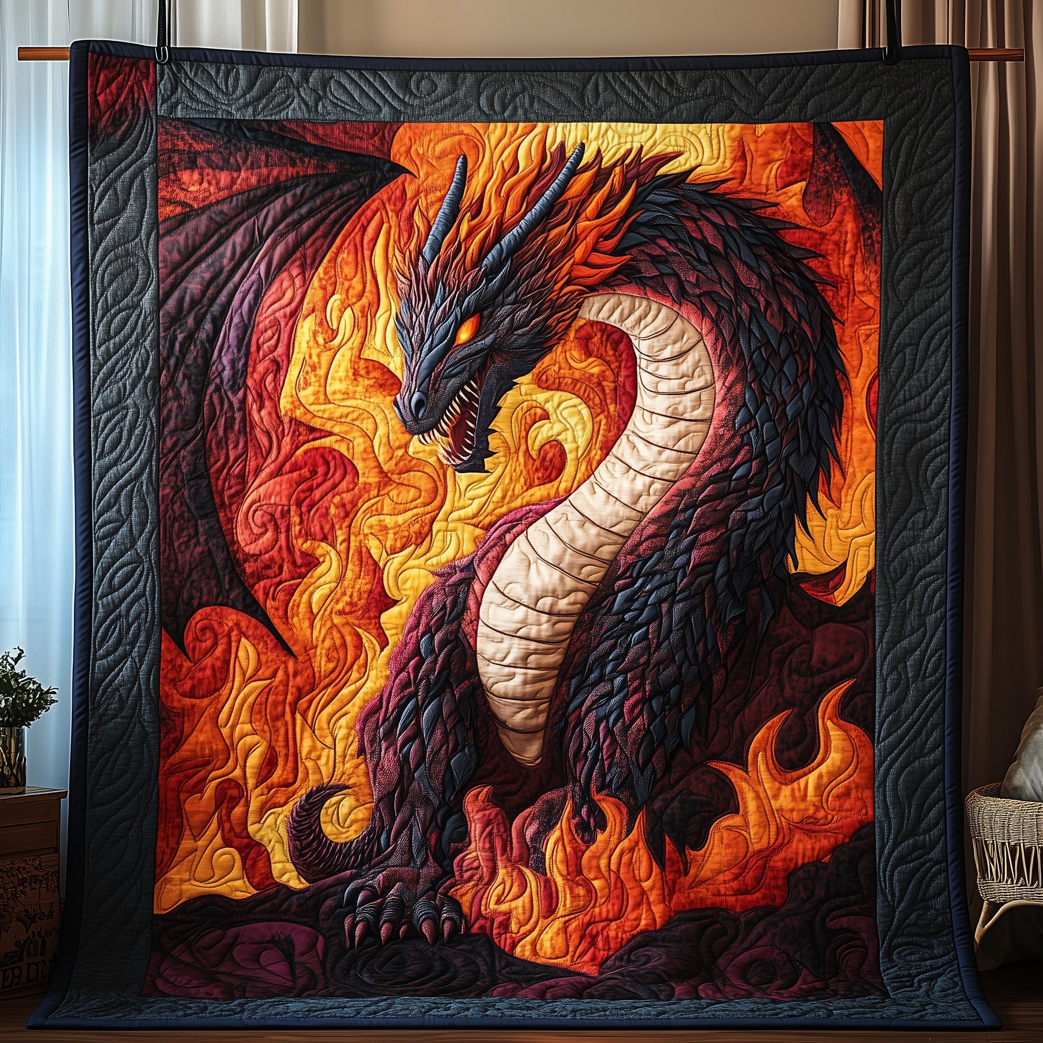 Fury of the Firelands Quilted Blanket Sofa Throw BlanketDragon Presents For Men