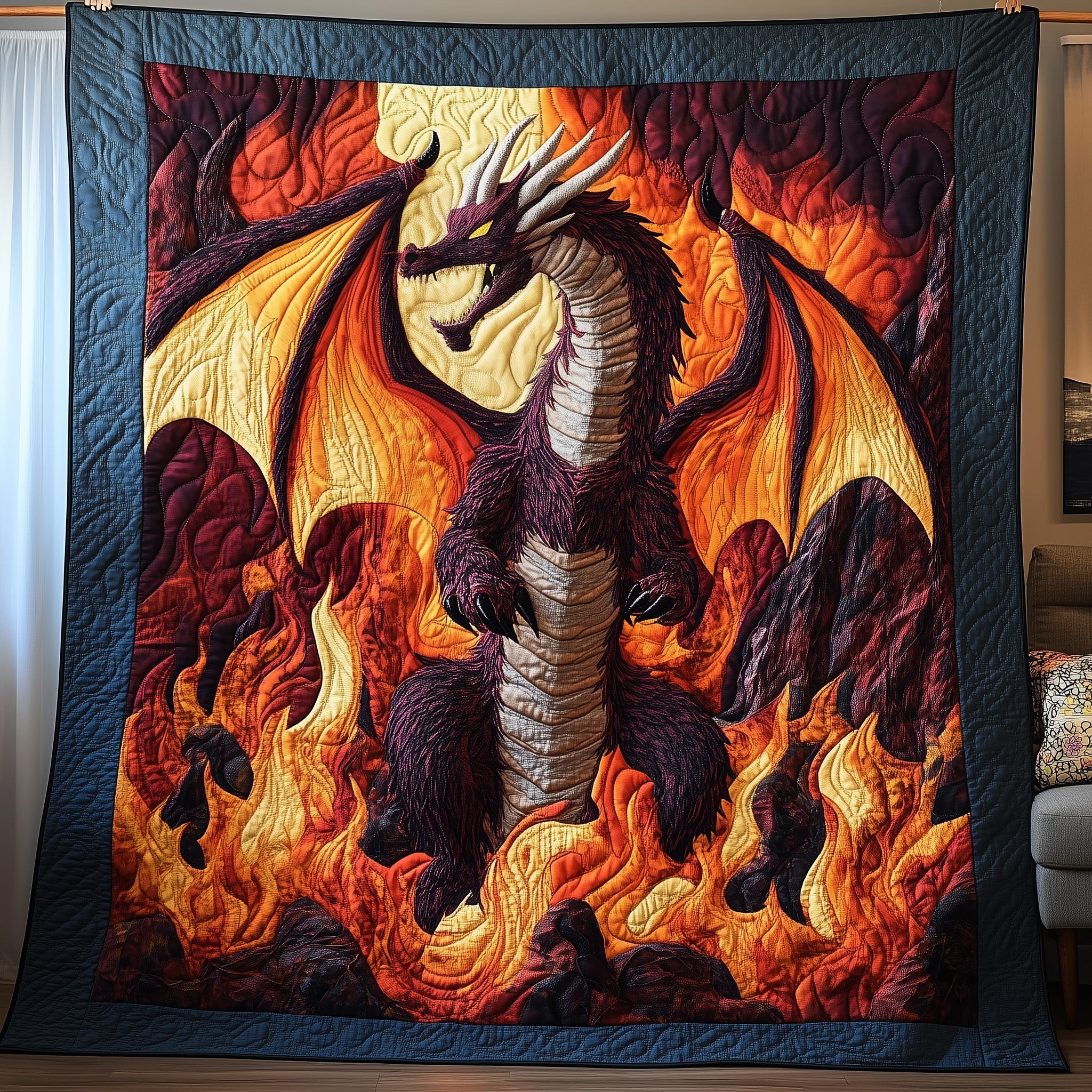 Fury of the Firelands Quilted Blanket Sofa Throw BlanketDragon Themed Gift Items