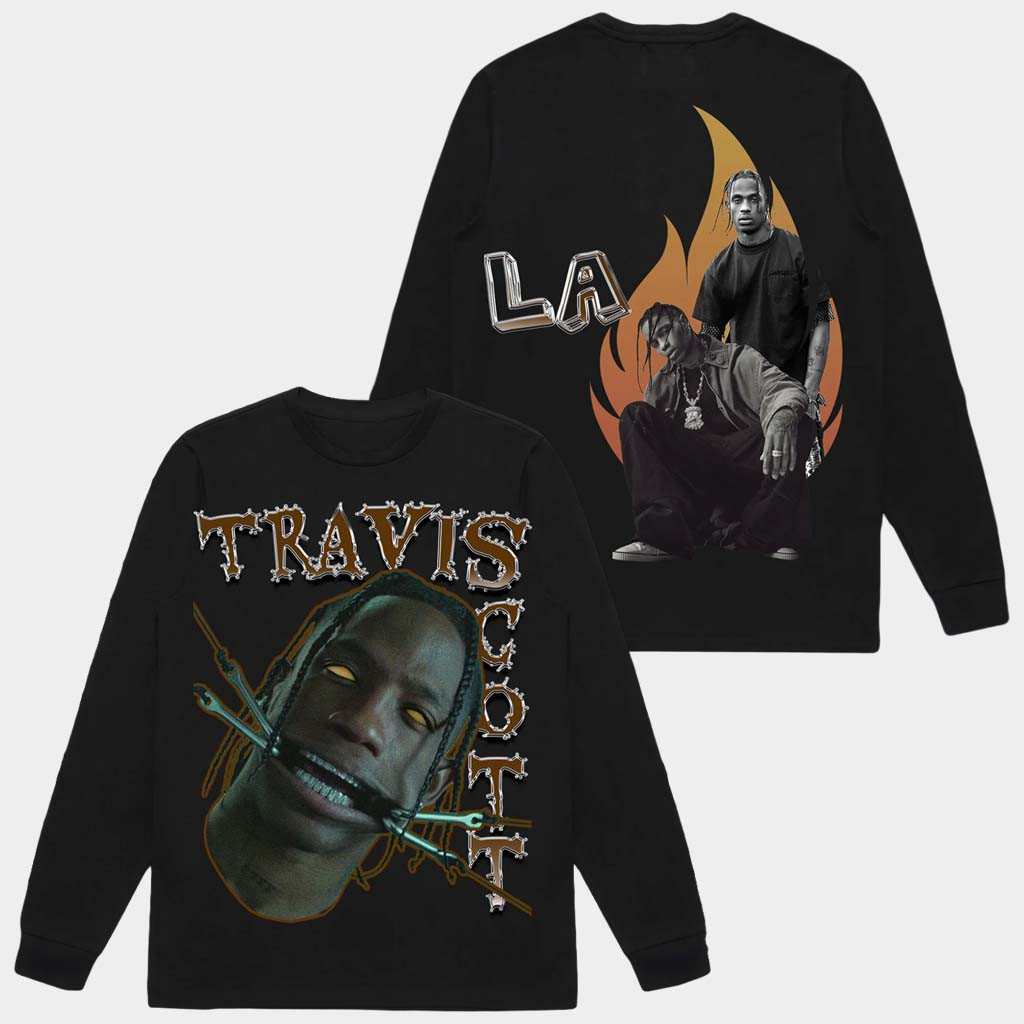 Fusion Pieces Merch LA Travis Scott Long Sleeve T-Shirt Gifts For Rapper Fans