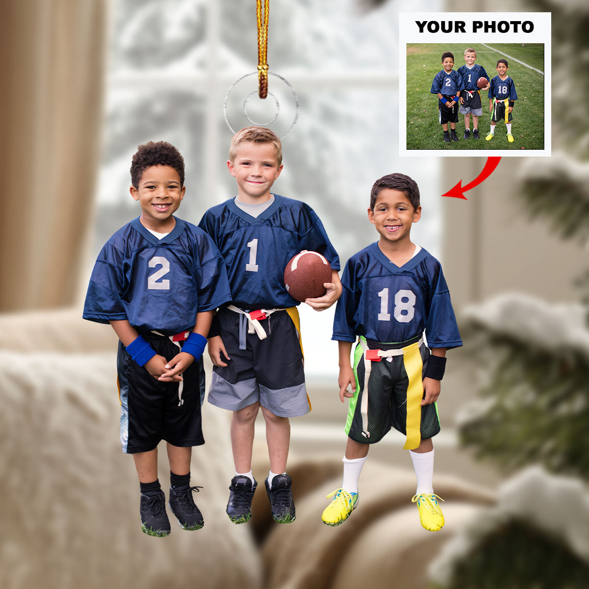 Future Football Stars Personalized Photo Mica Ornament Christmas Gift For Sport Lovers