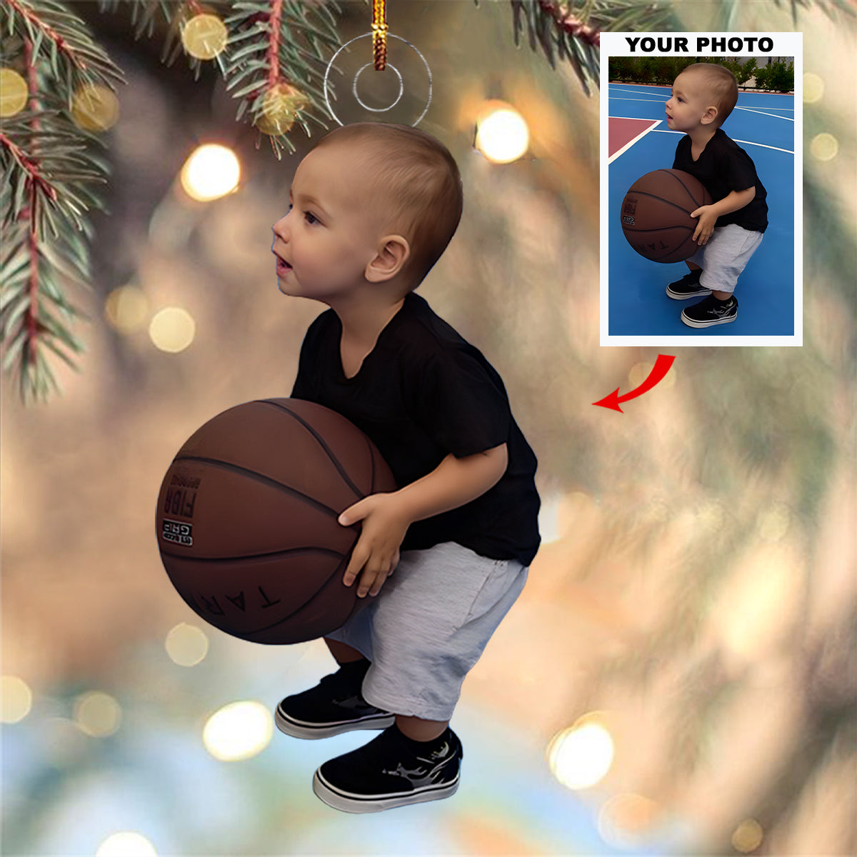 Future Pro Personalized Photo Mica Ornament Christmas Gift For Basketball Players Bask