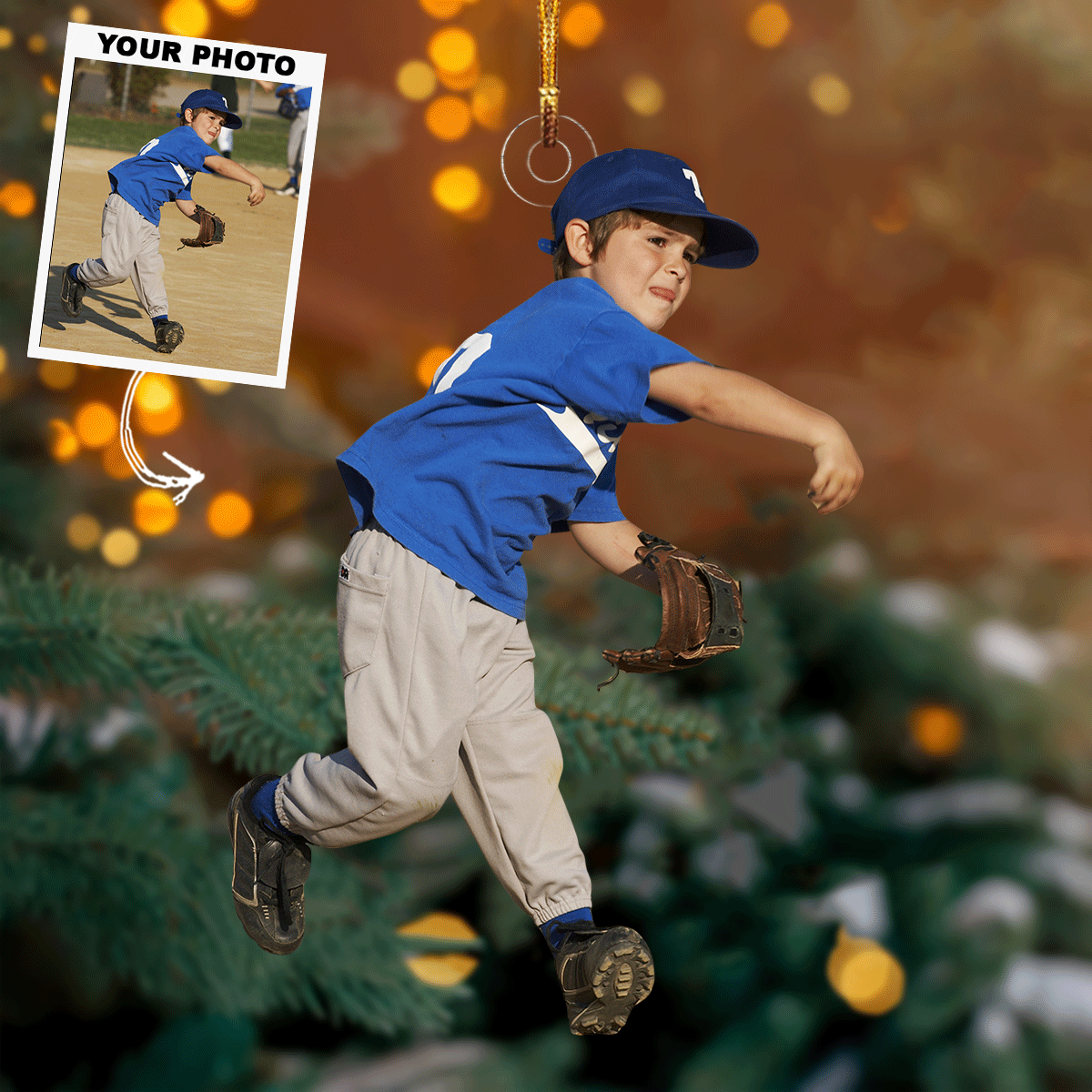 Future Pro Personalized Photo Mica Ornament Gift For Baseball Lovers Family Members