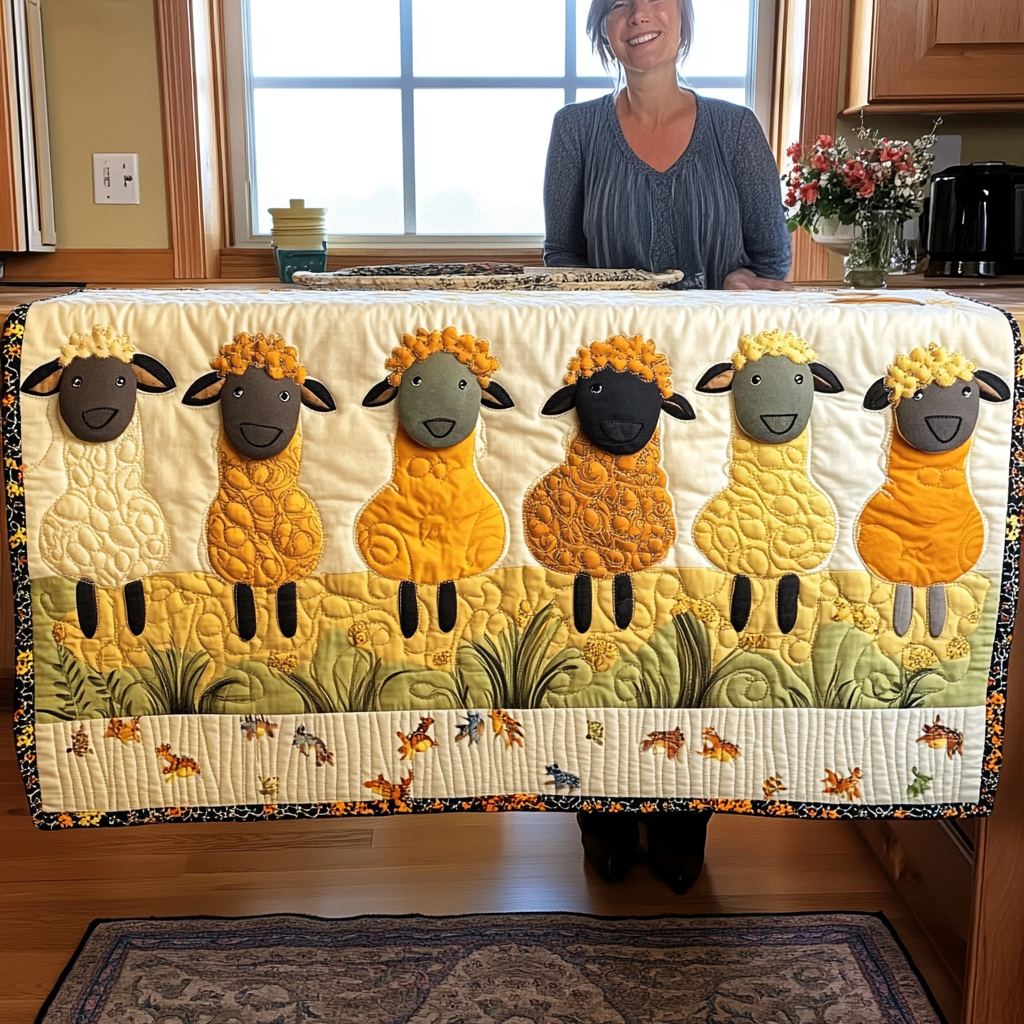 Fuzzy Herd Quilted Table Runner Dining Room Table Decor Ideas Presents For Sheep Lovers