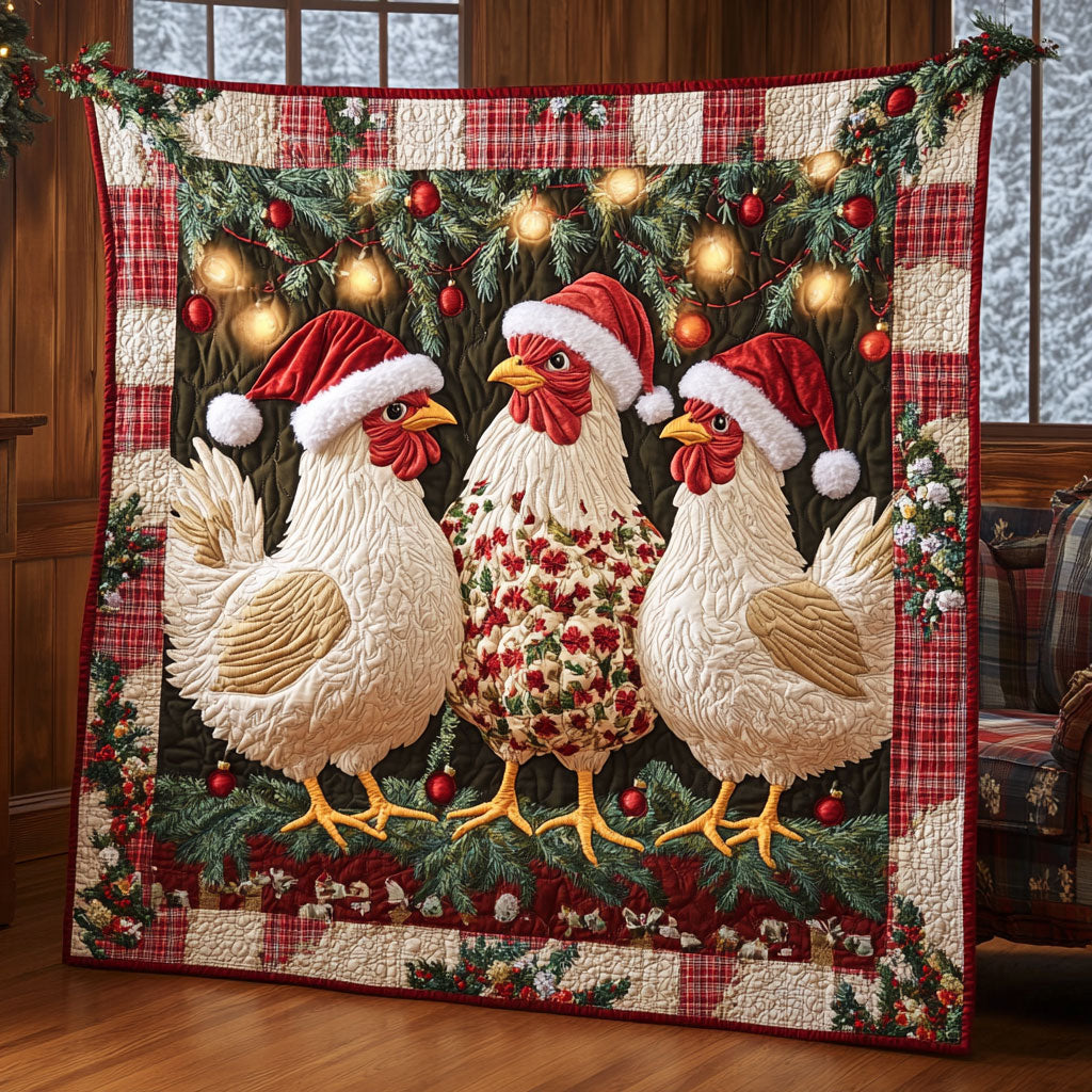 Fuzzy Santa Chicken Quilt Blanket Christmas Blanket Gifts For Chicken Farmers