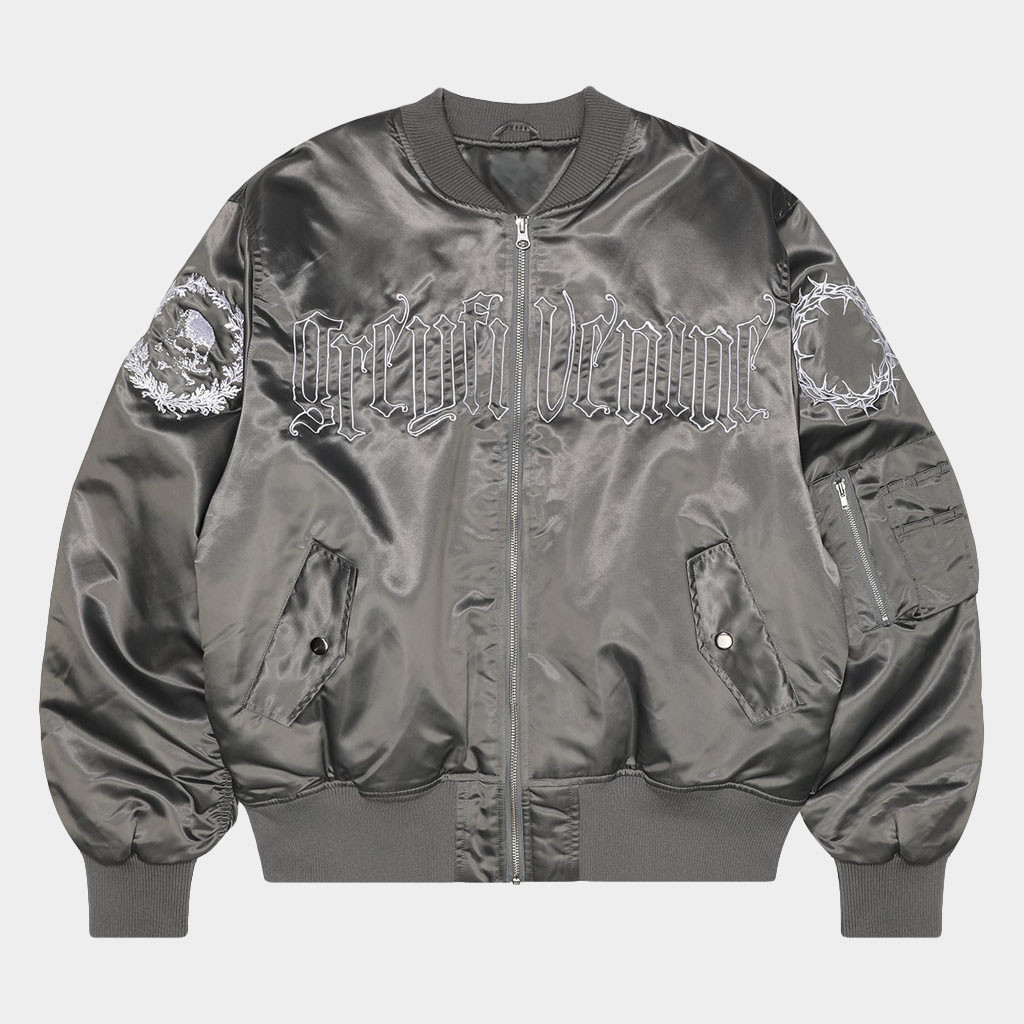 G59 Merch 2026 Skull Tattoo Bomber Jacket Grey Five Nine Merch Gifts For Brothers G59 Merch 2026 Skull Tattoo Bomber Jacket Grey Five Nine Merch Gifts For Brothers