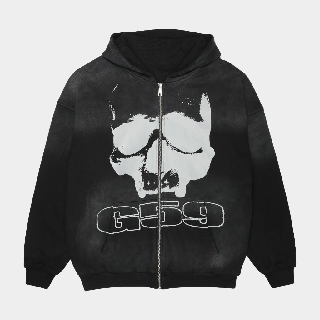 G59 Merch 2026 Skull Zip Hoodie Grey Five Nine Merch Gifts Ideas For Dudes