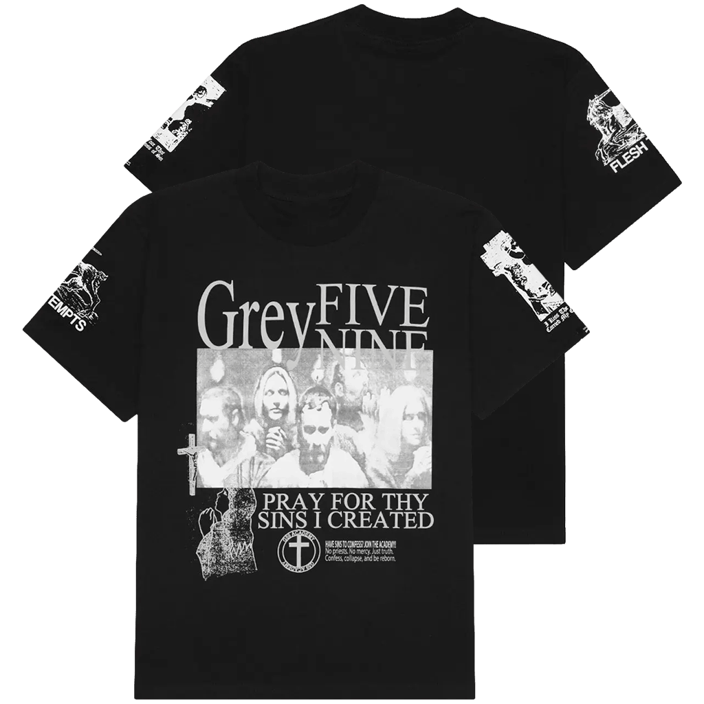 G59 Merch Black G59 Confessional T-Shirt Grey Five Nine Shirt Pray For Thy Sins I Created