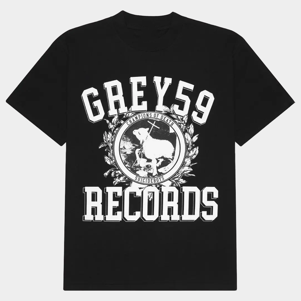 G59 Merch G59 Champion Of Death T-Shirt Black Grey59 Records Shirt Gifts For Dudes