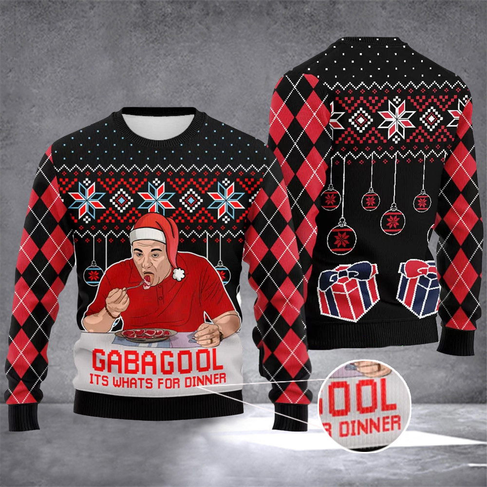 Gabagool Ugly Christmas Sweater Funny Tony Soprano Meme Gabagool Its Whats For Dinner