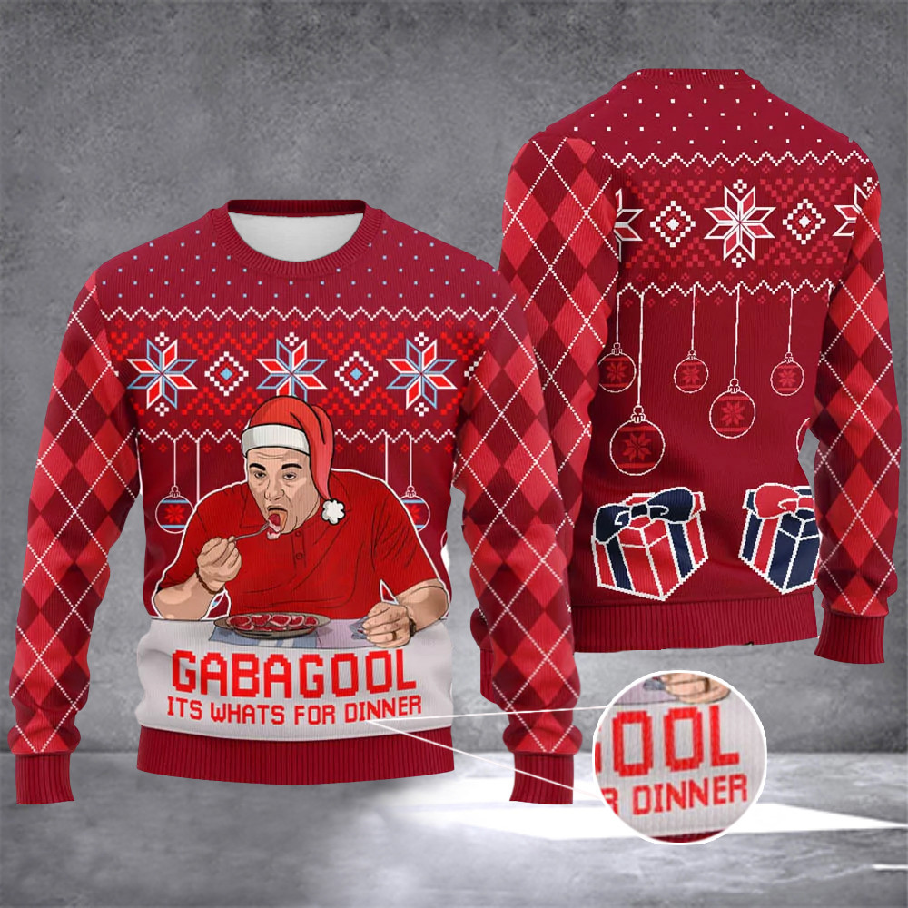 Gabagool Ugly Christmas Sweater Xmas Funny Tony Soprano Meme Gabagool Its Whats For Dinner