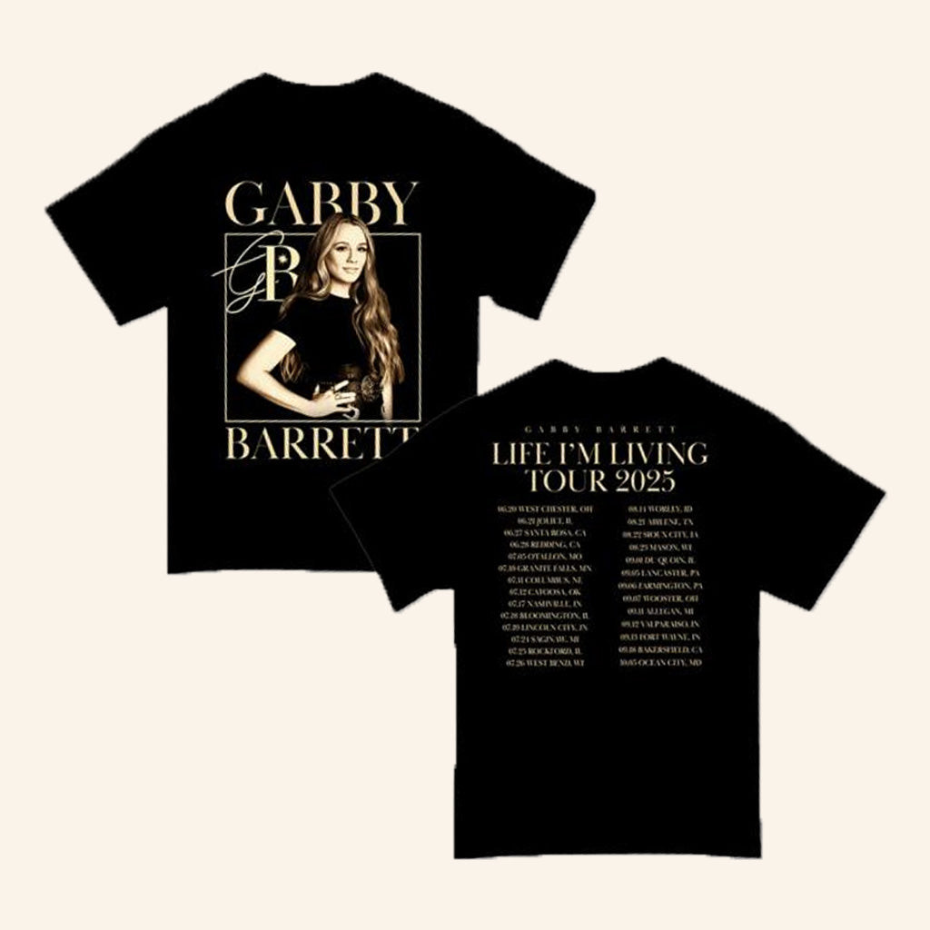 Gabby Barrett Merch Life Im Living 2025 Tour T-Shirt Black Gifts For Fans Gabby Barrett Merch Life Im Living 2025 Tour T-Shirt Black Gifts For Fans