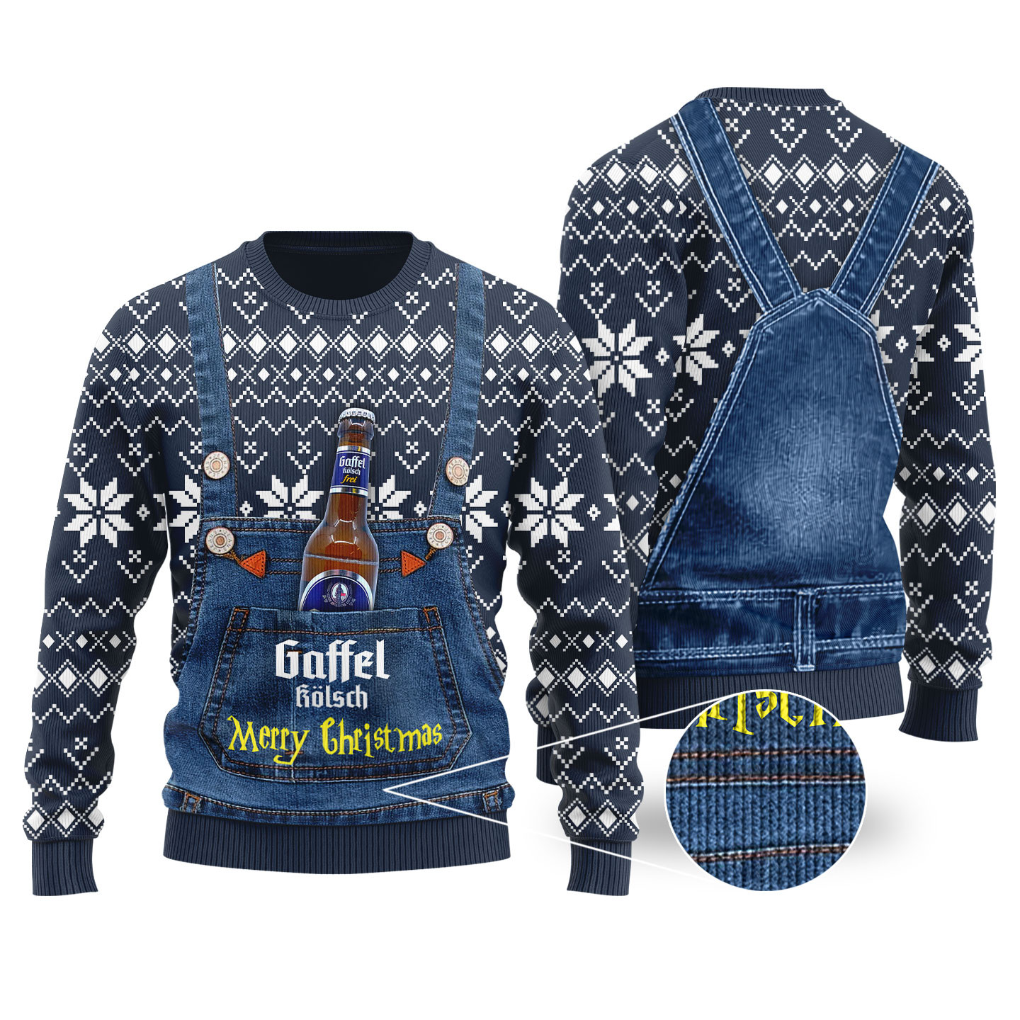 Gaffel Kolsch Ugly Christmas Sweater Navy Personalized Christmas Sweatshirt Gift for Family