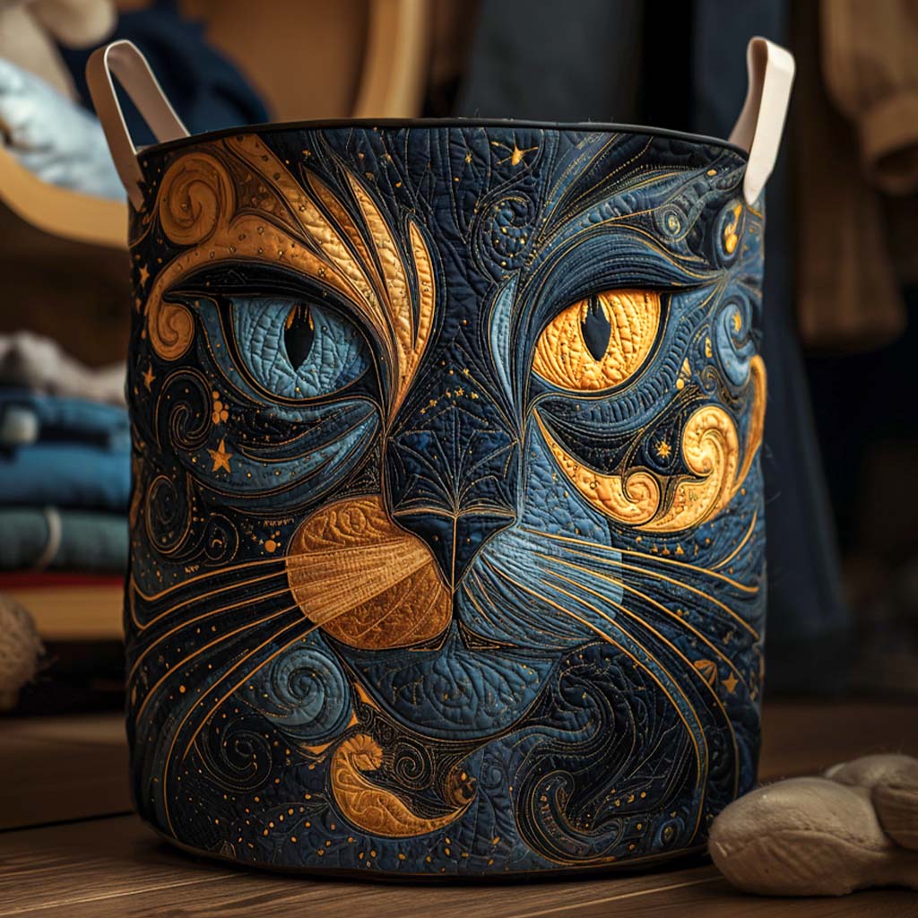 Galaxy Cat Quilted Laundry Basket Beautiful Quilted Laundry Organizer Gift for Couples