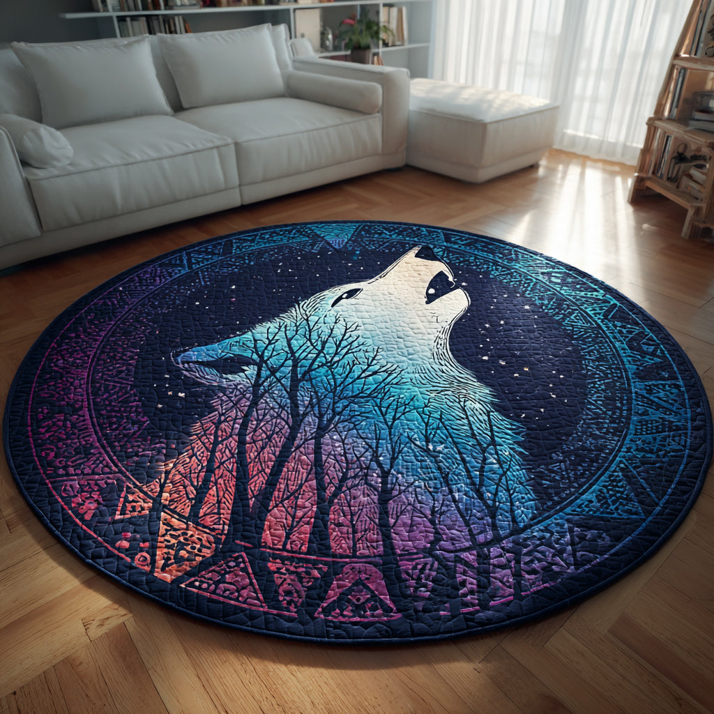 Galaxy Wolf Quilted Round Mat Entry Way Ideas Christmas Present Ideas For Girlfriend