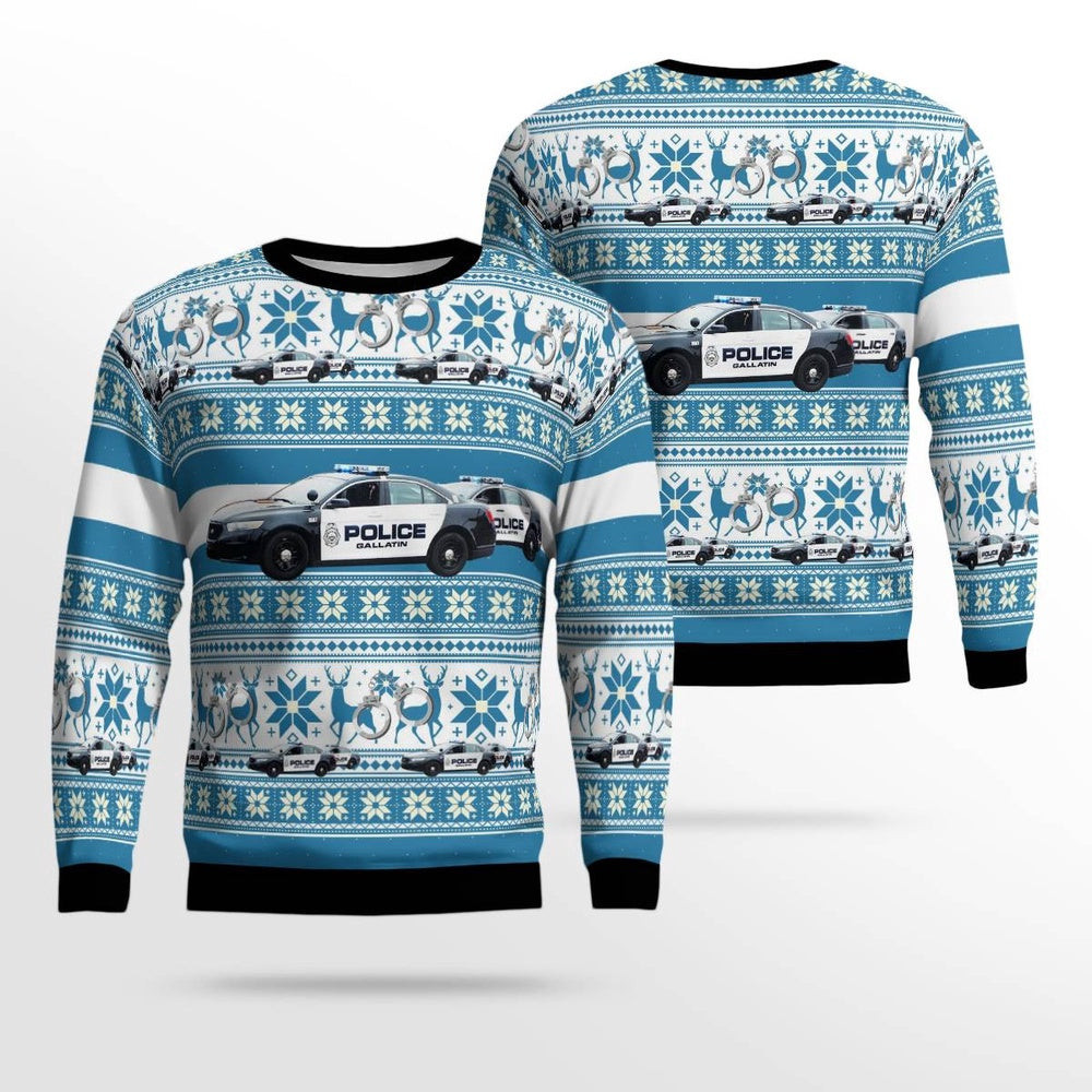 Gallatin Tennessee Gallatin Police Department Christmas AOP Ugly Sweater Xmas Unisex Sweater Christmas Gifts For Men Women