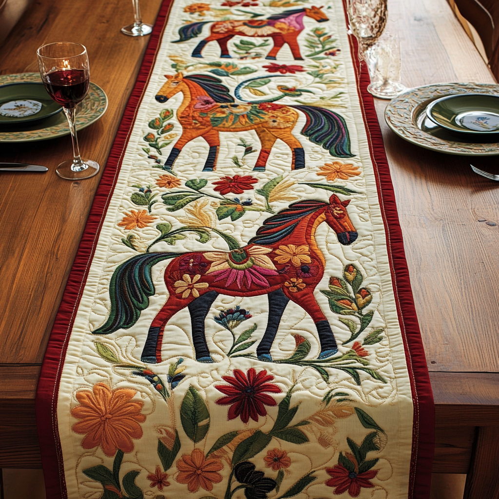 Gallop Bloom Quilted Table Runner Dining Table Ideas Gifts For Horse Back Riders