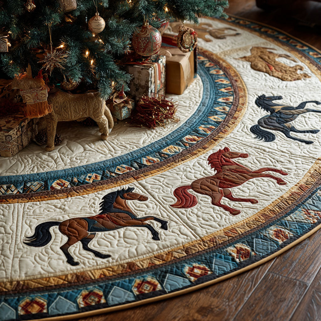 Gallop Dreams Christmas Quilted Tree Skirt Xmas Decorations Gift Ideas For Horse Lovers
