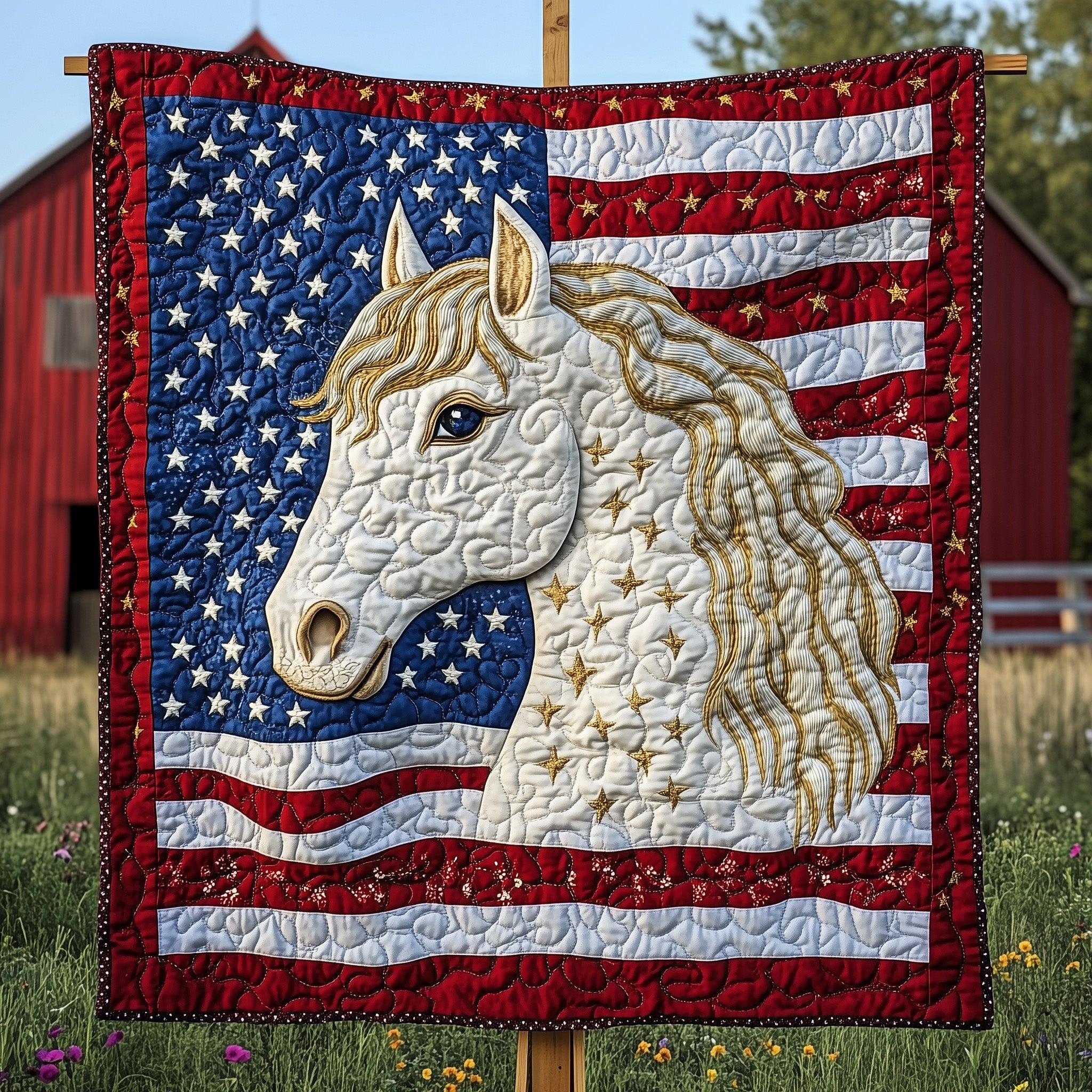Gallop For Glory Quilted Blanket Quilted Christmas Blanket for Couch & Sofa