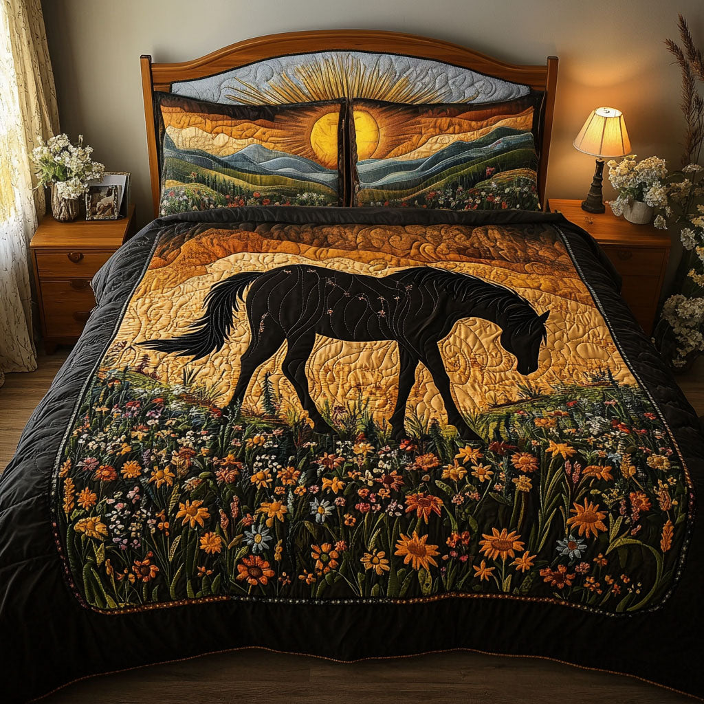 Gallop Through Nature Quilted Bedding Set Best Bedspread Set Gift Ideas For Horse Owners