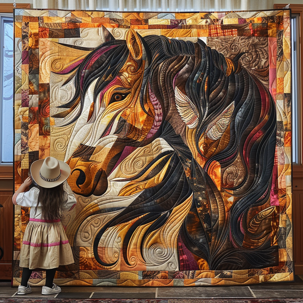 Galloping Grace Horse Quilted Blanket Equine Gifts For Horse Lovers