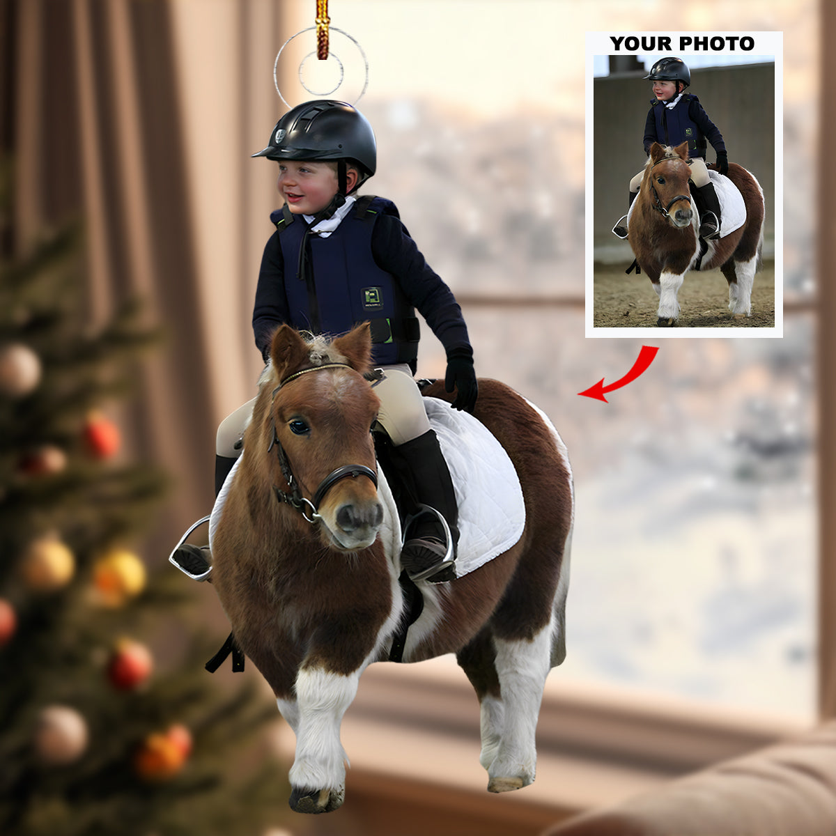 Galloping Grace Personalized Photo Mica Ornament Christmas Gift For Equestrian Players