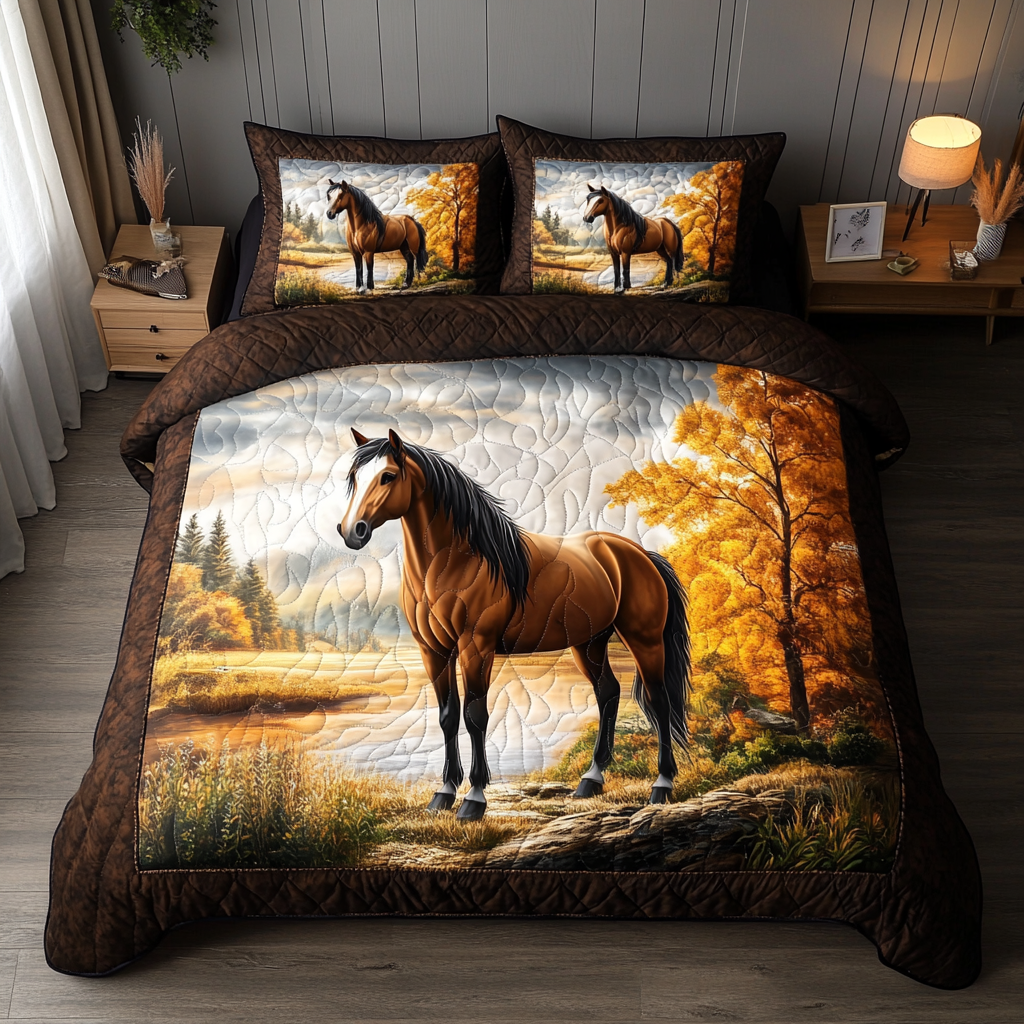 Galloping Grace Quilted Bedding Set Bed Decorations Gifts For Horse Enthusiasts