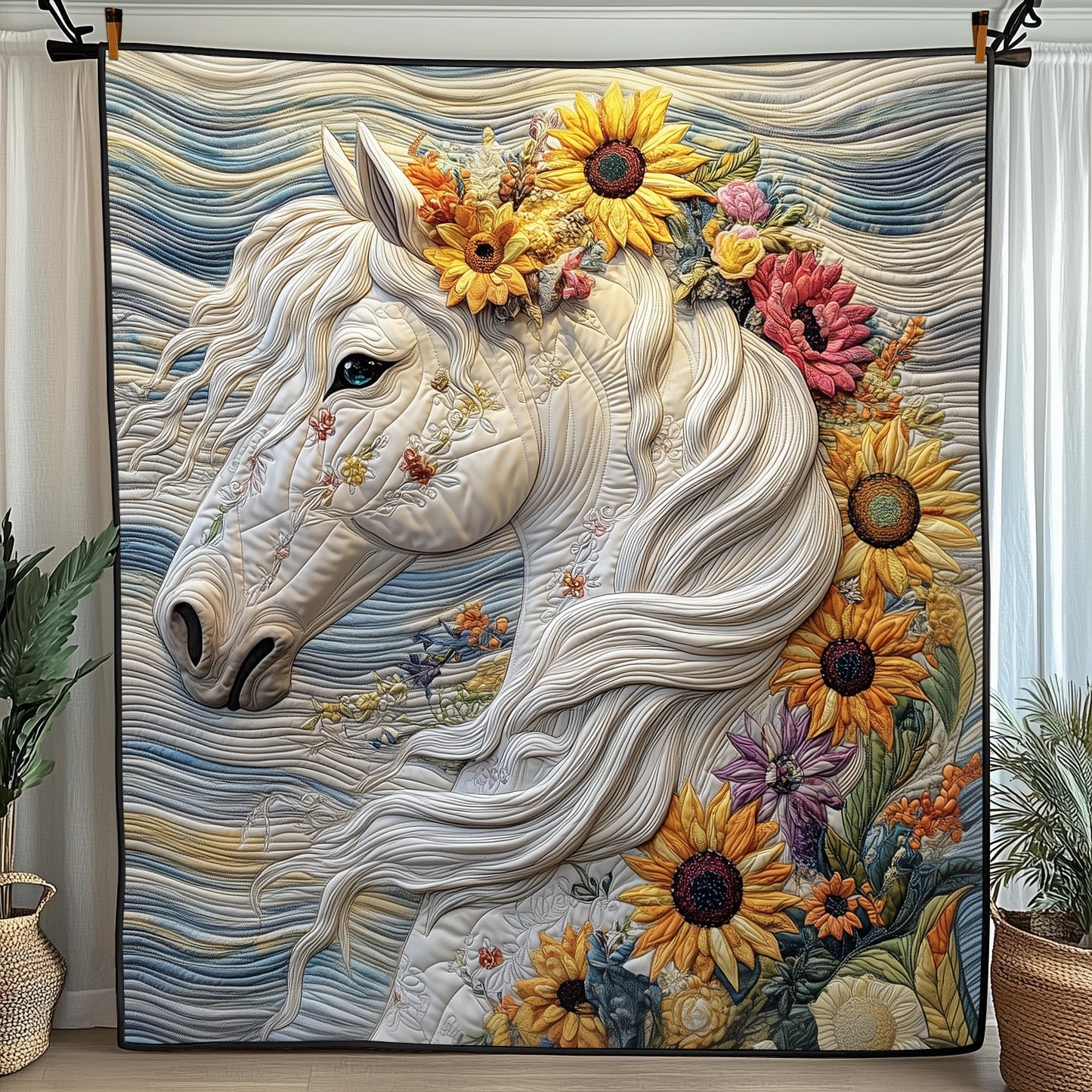 Galloping Grace Quilted Blanket Couch Throw BlanketHorse Themed Gifts For Adults