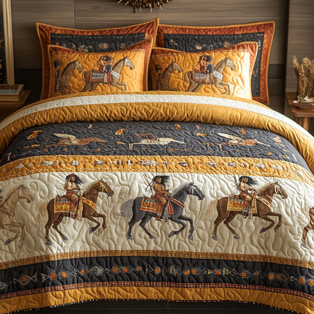 Galloping Heritage Quilted Bedding Set Bedroom Decor Ideas Native American Gift Ideas