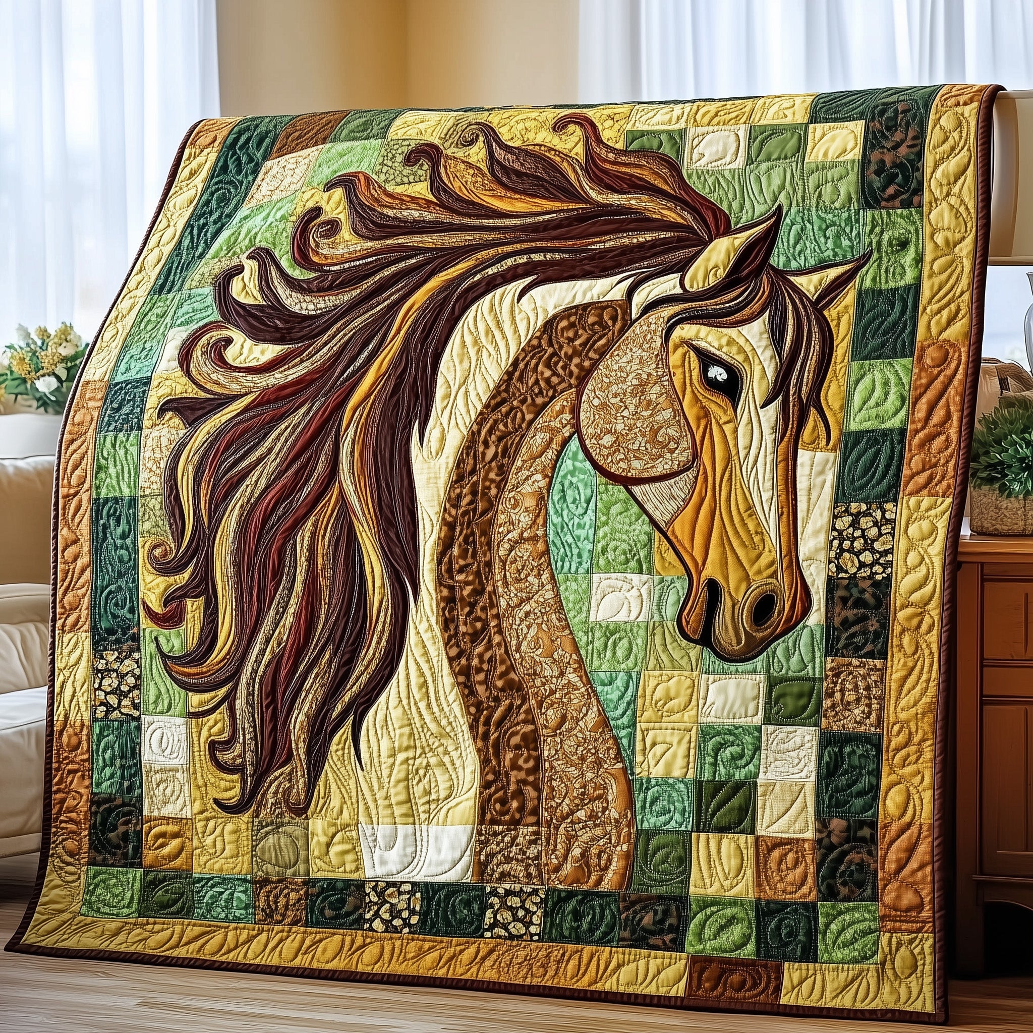 Galloping Majesty Quilted Blanket Couch Throw BlanketGifts For Horse Lovers Woman