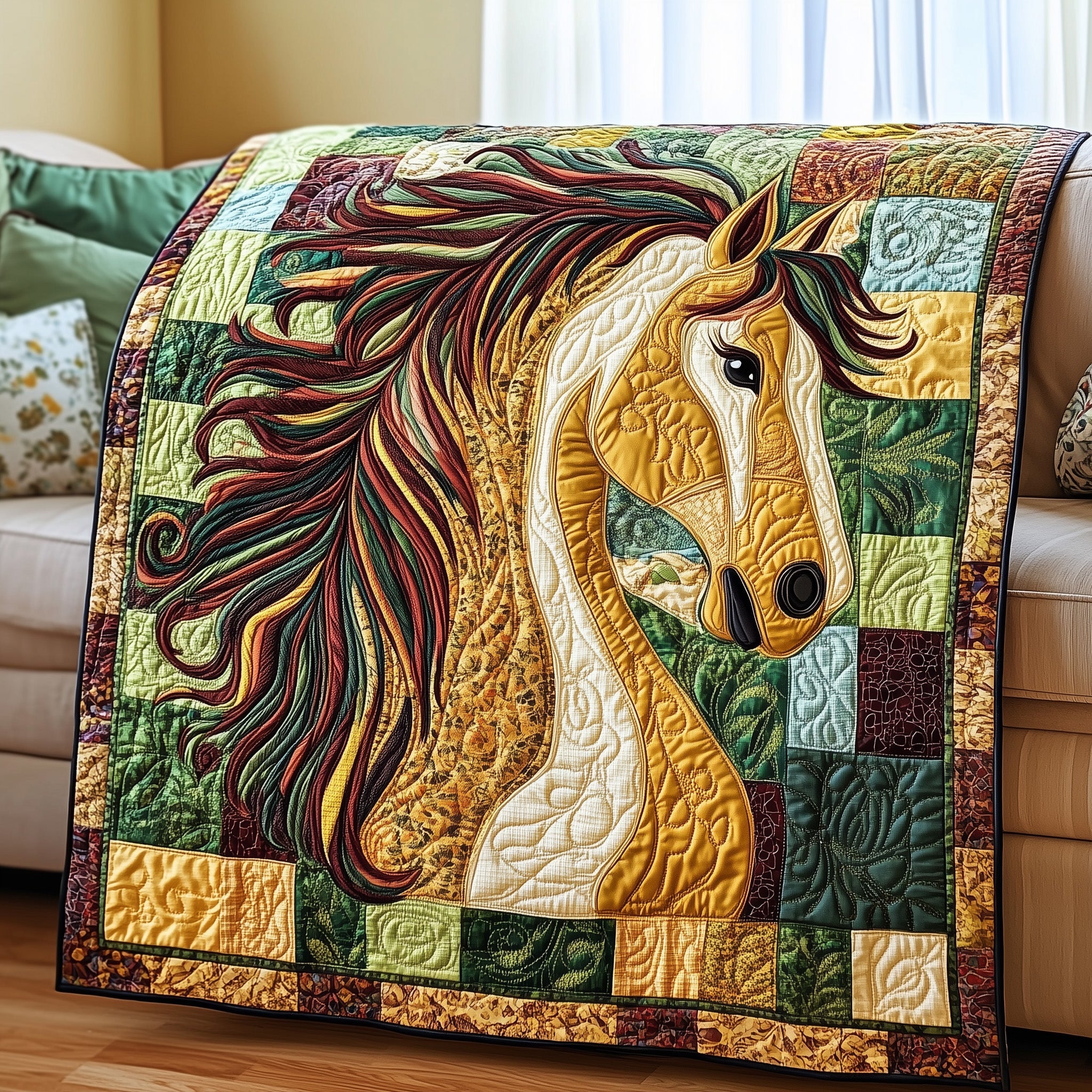 Galloping Majesty Quilted Blanket Couch Throw BlanketHorse Gifts For Equestrian Riders