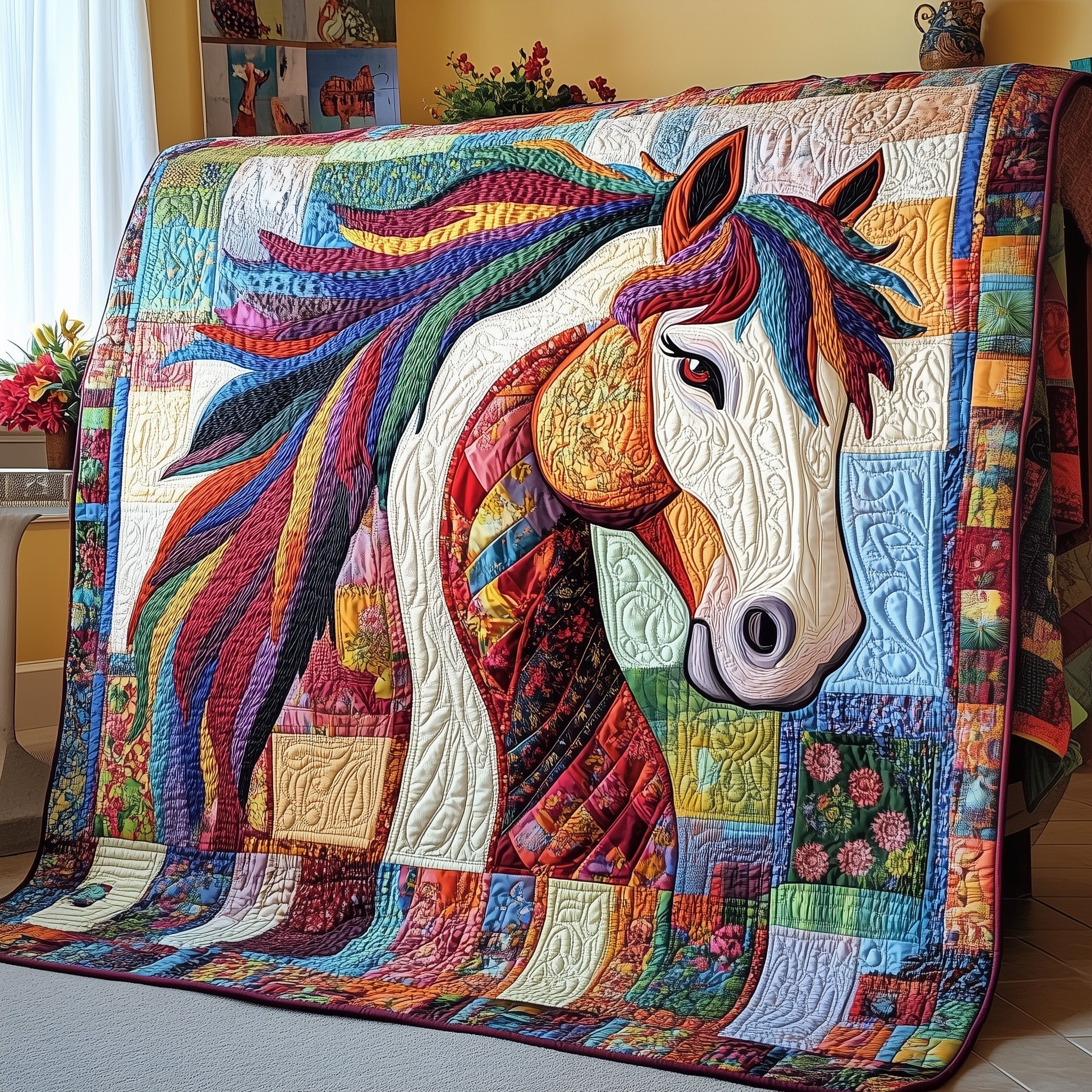 Galloping Majesty Quilted Blanket Couch Throw BlanketHorsey Gifts For Friends