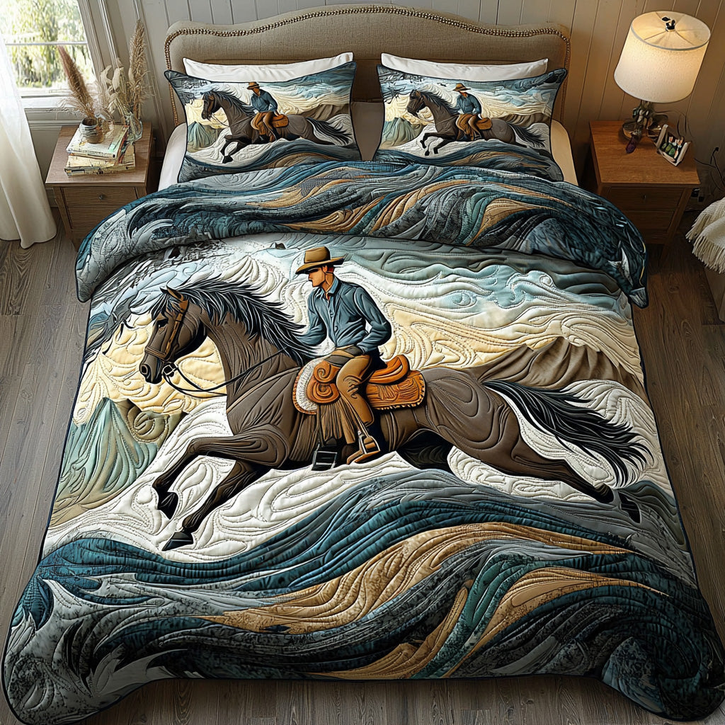 Galloping Trail Quilted Bedding Set Bed Decor Memorial Gifts For Horse Lovers