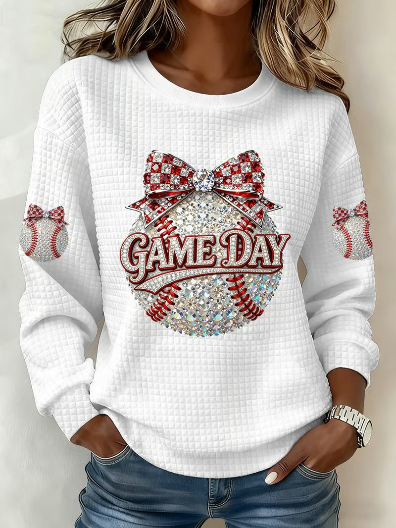 Game Day Baseball Rhinestone Sweatshirt Bow Baseball Fan Gear Baseball Mom Shirt Best Gift For Fans