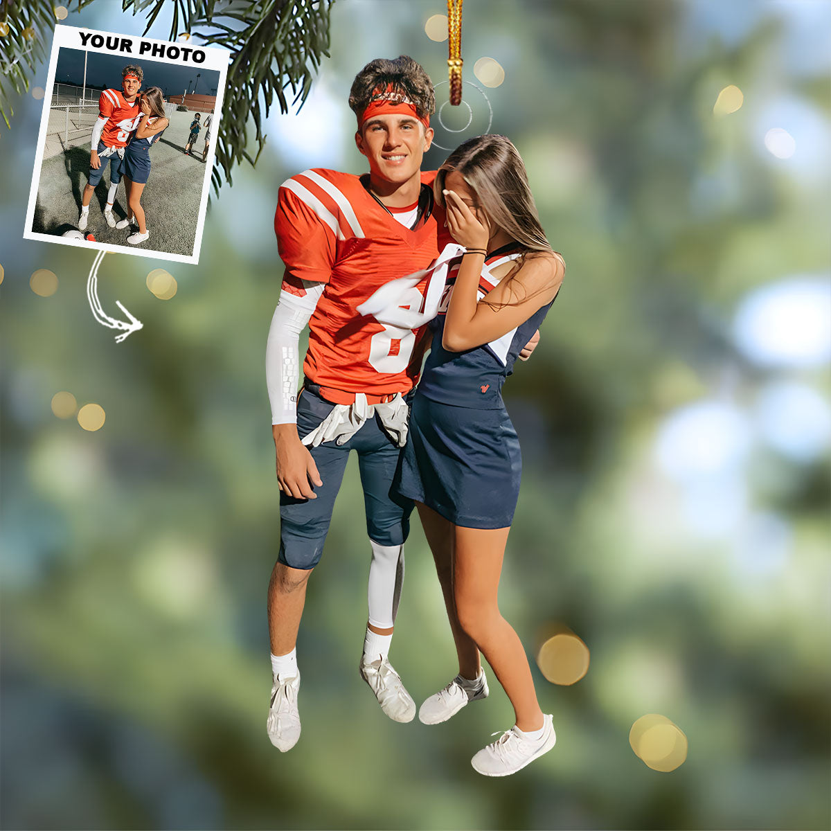 Game Day Duo Personalized Photo Mica Ornament Christmas Gift For Couple Family Members