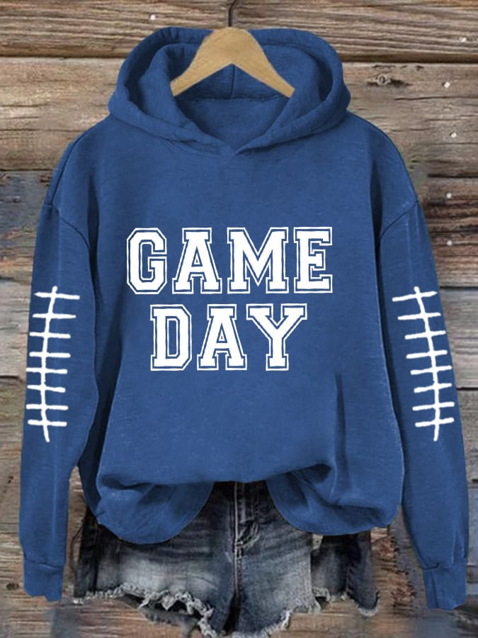 Game Day Football Themed Hoodie Football Graphic Pattern Game Day Clothing Gifts