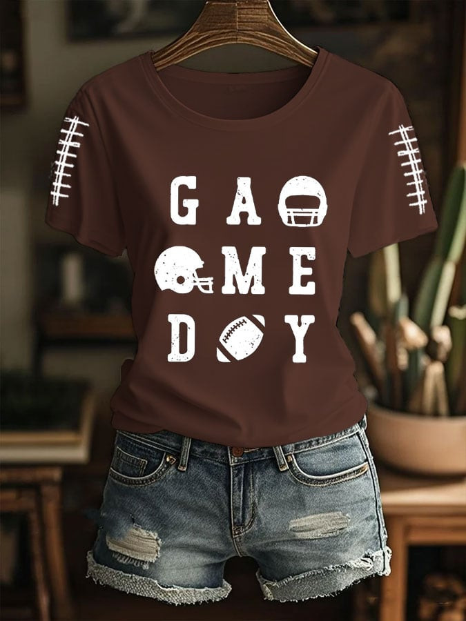 Game Day Football Themed T-Shirt Football Clothes Game Day Gifts For Her