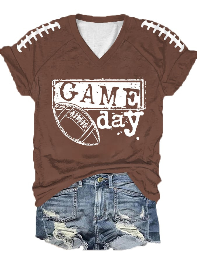 Game Day Football V-Neck Shirt Game Day Clothes Gift Ideas For Football Enthusiasts