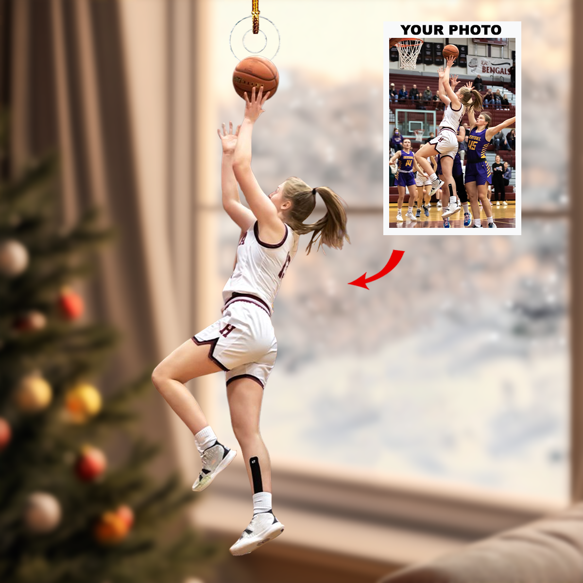 Game Day Glory Personalized Photo Mica Ornament Gift For Basketball Players Basketball