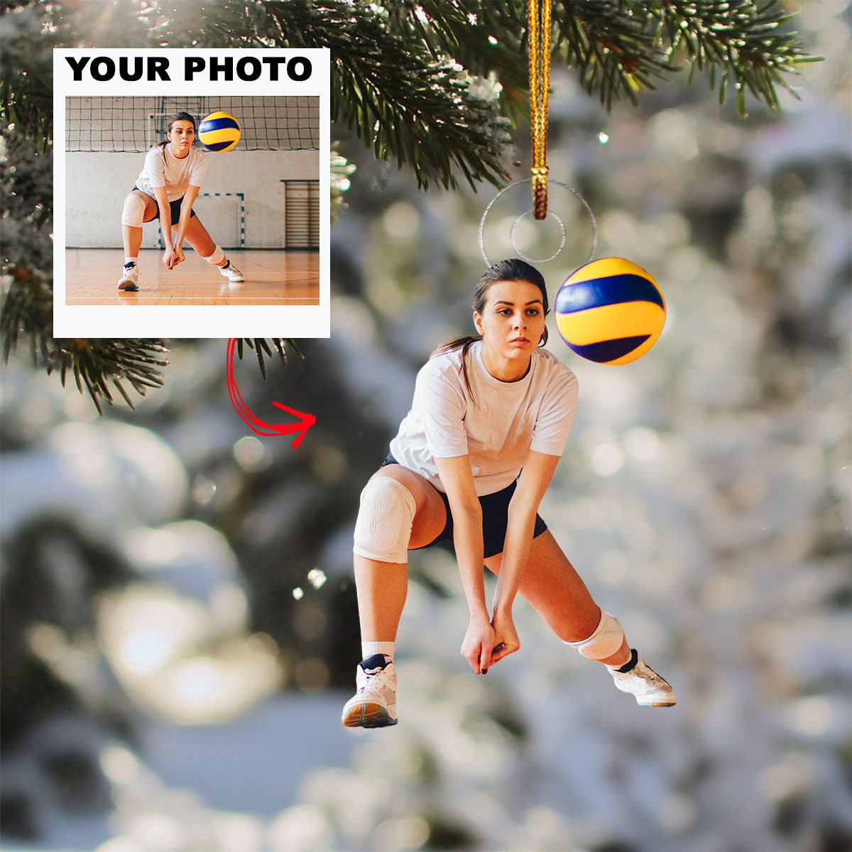 Game Focus Personalized Photo Mica Ornament Gift For Volleyball Lover Volleyball Playe
